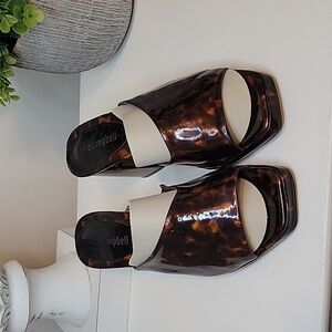 Jeffrey Campbell Suzuci Tortoiseshell Patent Leather Heeled Mules  SZ 7